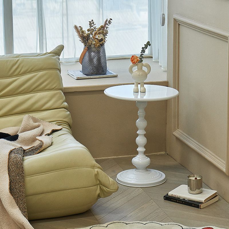 Round Top Pedestal Side Table Contemporary Metal Side End Table