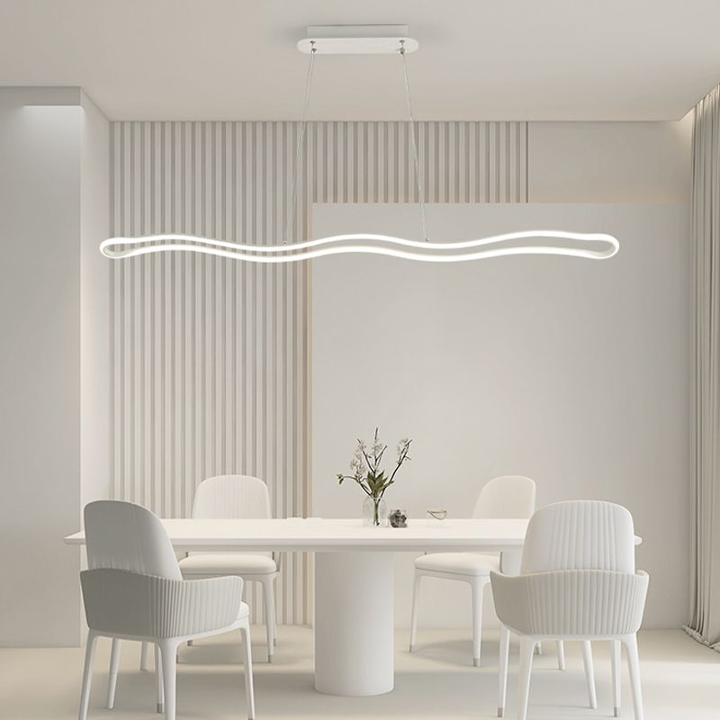 Minimalism LED Hanging Light Waves Metal Island Light Fixture for Dining Room