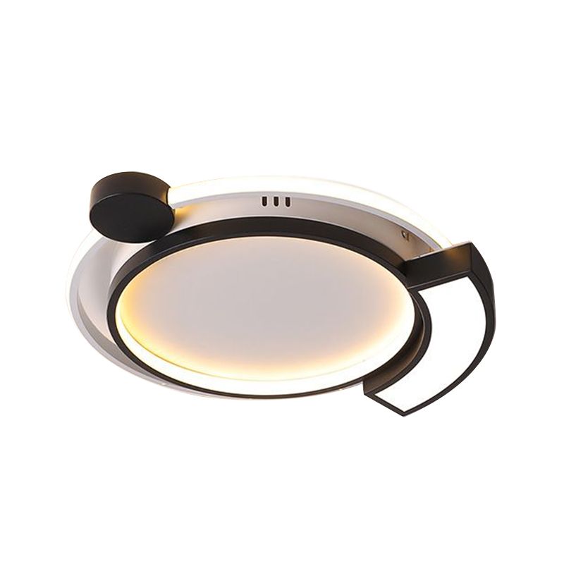 16"/19.5" Dia Orbit Acrylic LED Flush Ceiling Light Modernist Black/Gold Ceiling Flush Mount, White Light