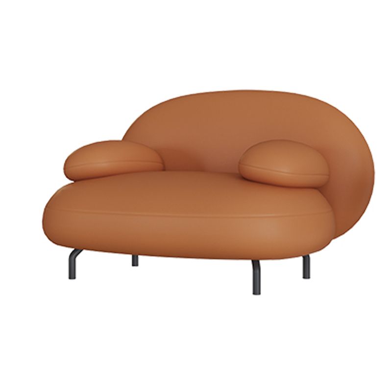 Scandinavian Settee Leather Living Room Pillow Top Arm Cushions Seating