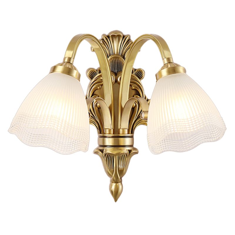 Modern Wall Lamp Copper Wall Mount Lamp with Glass Shade for Living Room