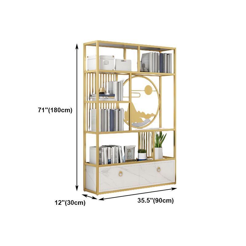 Modern Living Room Etagere Bookshelf Iron Frame Manufactured Wood Shelf Bookcase