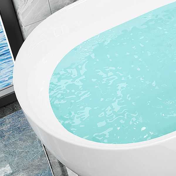 Freestanding Acrylic Bath White Oval Modern Back to Wall Bathtub