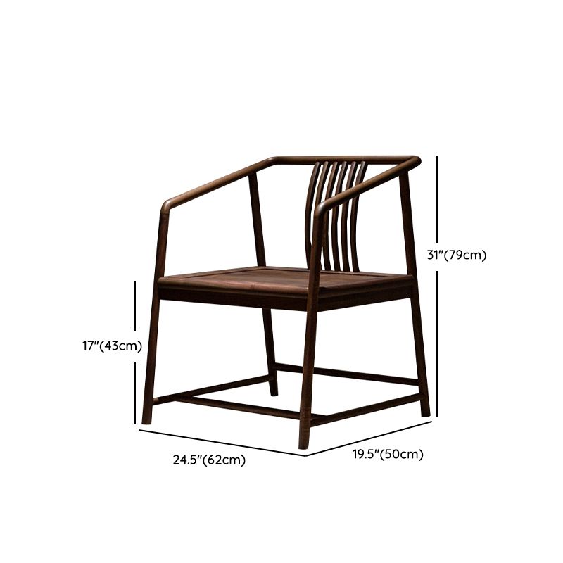 Traditional Slat Back Dining Arm Chair Solid Wood Arm Chair for Home