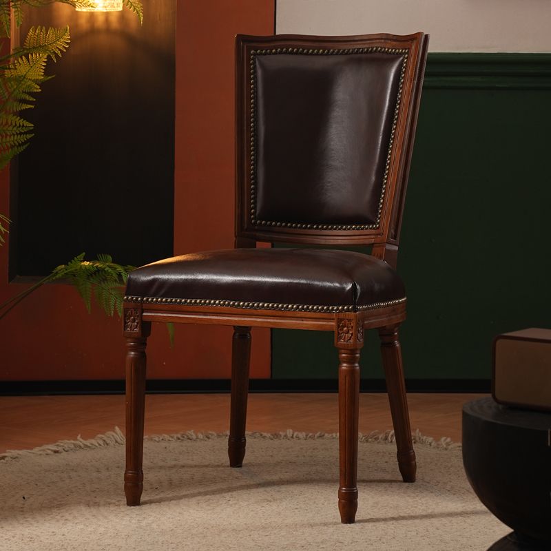 Rustic Style Open Back Brown Solid Wood Home Dining Side Chair