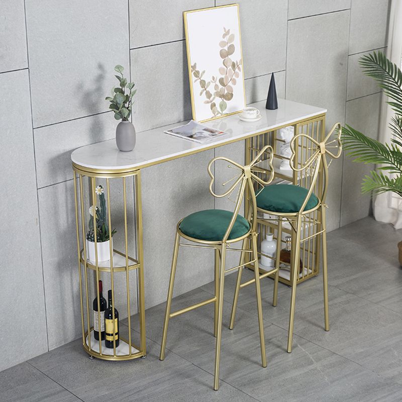 Faux Marble Bistro Bar Table Modern Gold Base Bar Table for Home