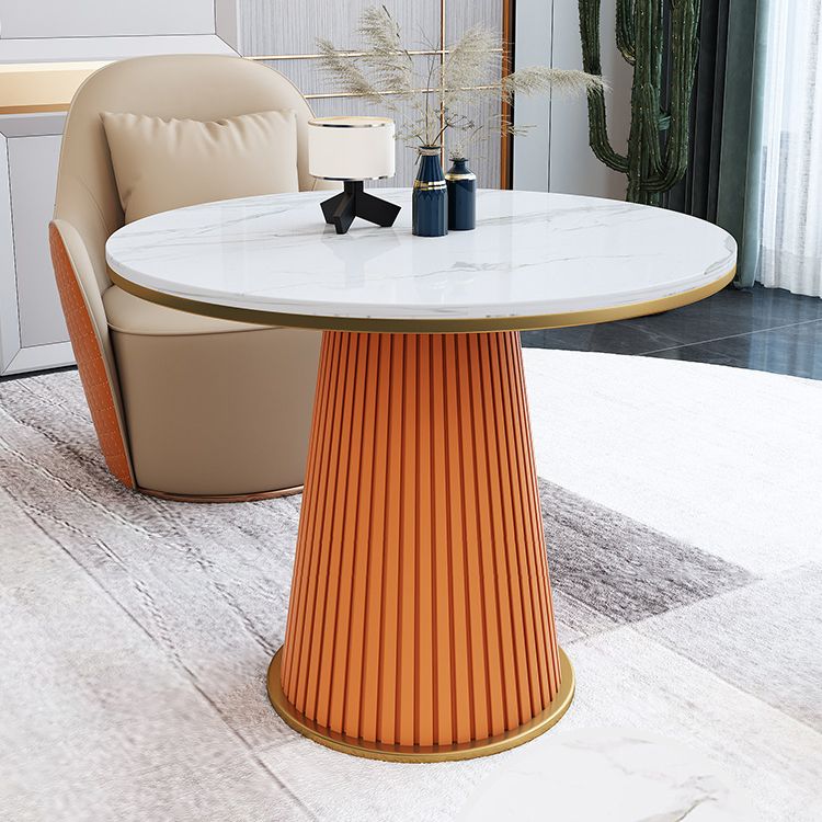 Round  Dinette Table Traditional Luxury Dinner Room Kitchen Table with Metal Base