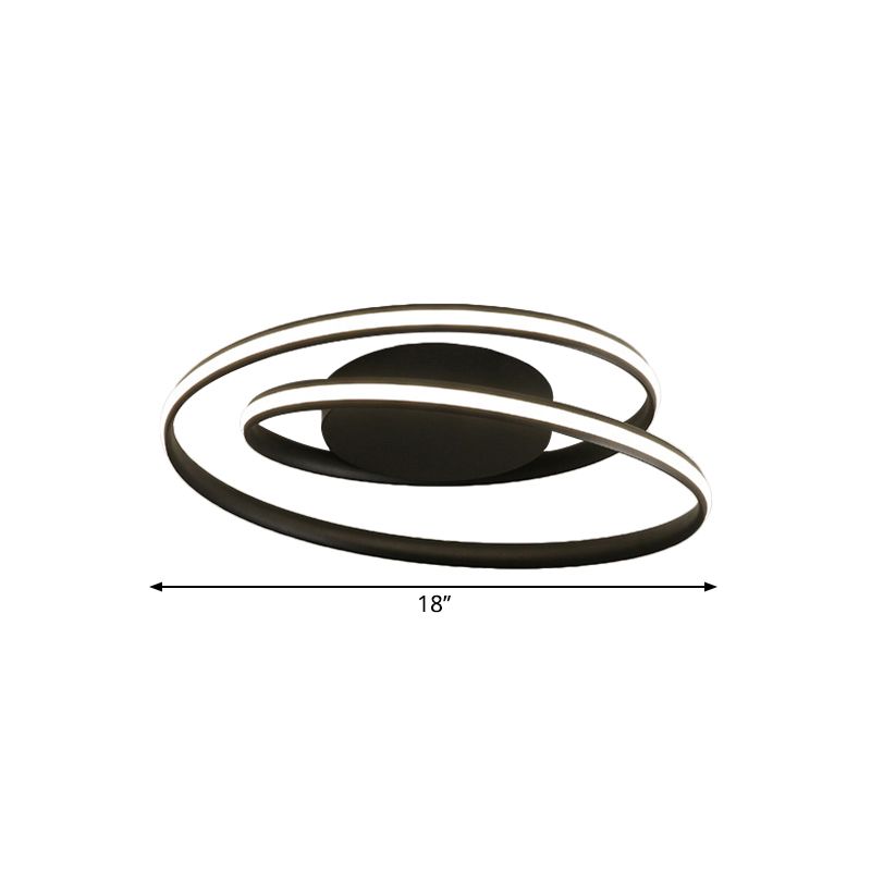 Lampada da incasso a soffitto modernista a LED circolare in metallo da 18"/23,5" W con luce nera, calda/bianca