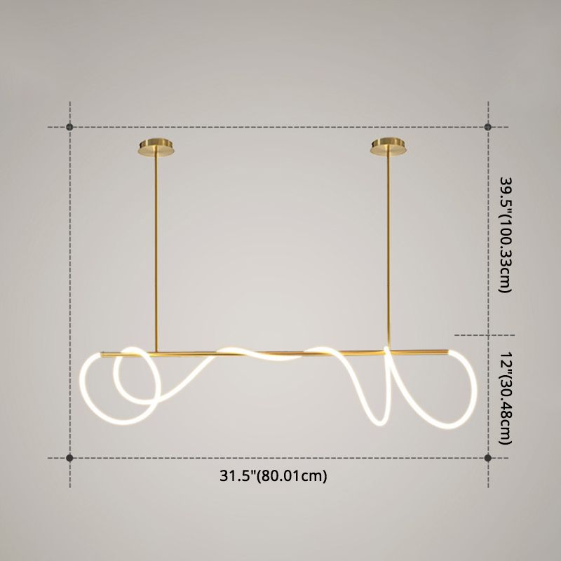 Post-modern Winding Lighting Hose Island Suspension Lamp 31.5" Length Minimalist Line Light for Living Room