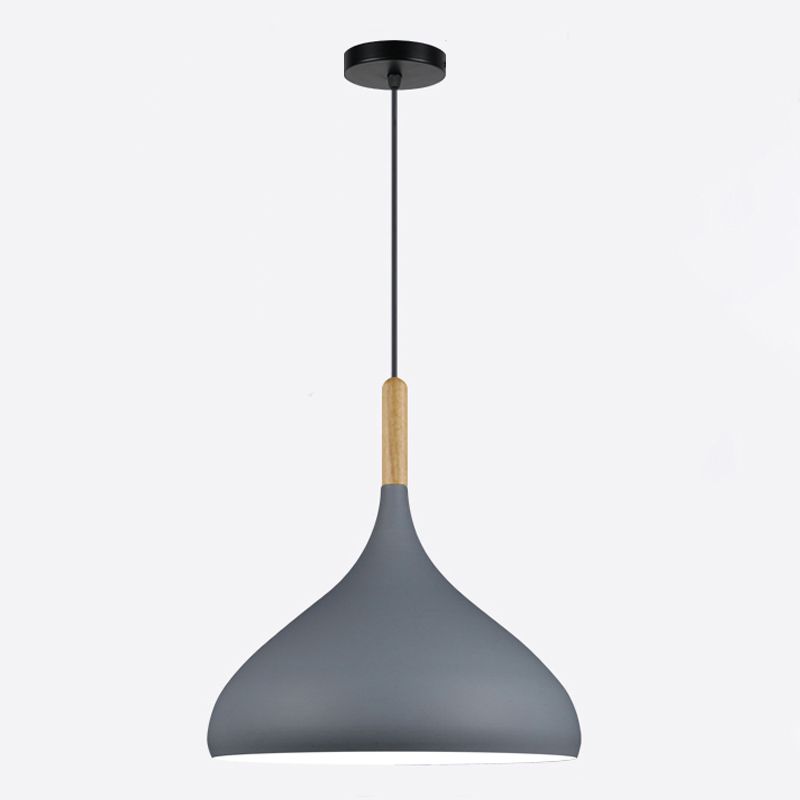 Modern Wooden Top Pendant Light, Minimalist Teardrop Shade Macaron Hanging Lamp