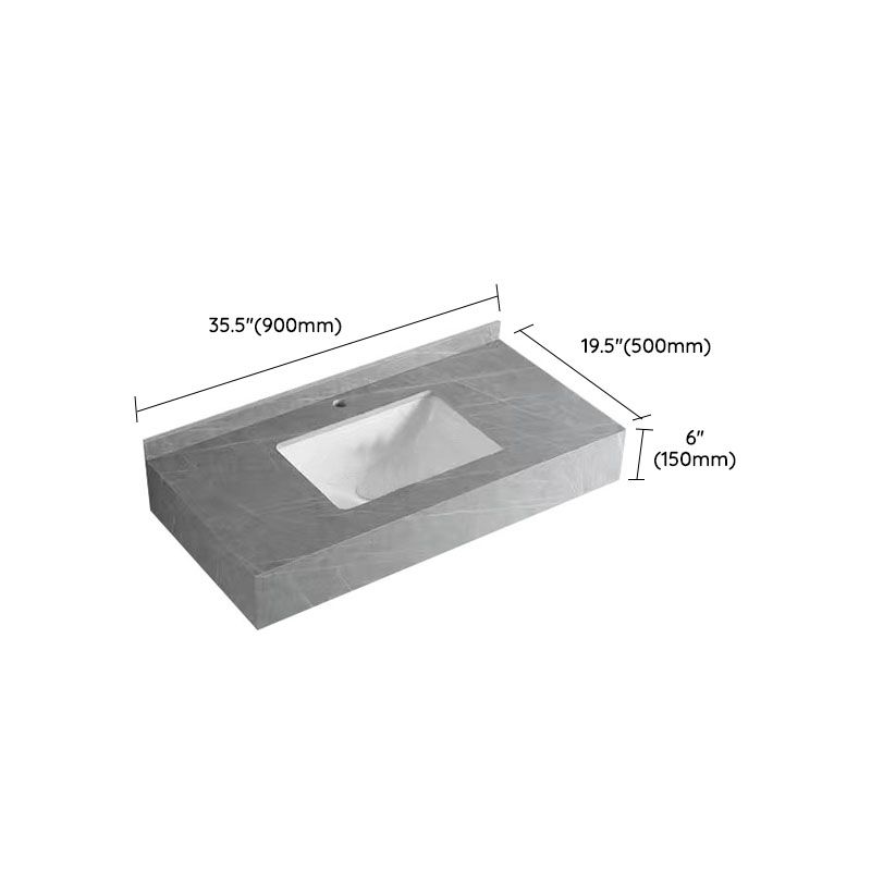 Contemporary Bathroom Sink with Pop-Up Drain Grey Rectangular Wall Mount Bathroom Sink
