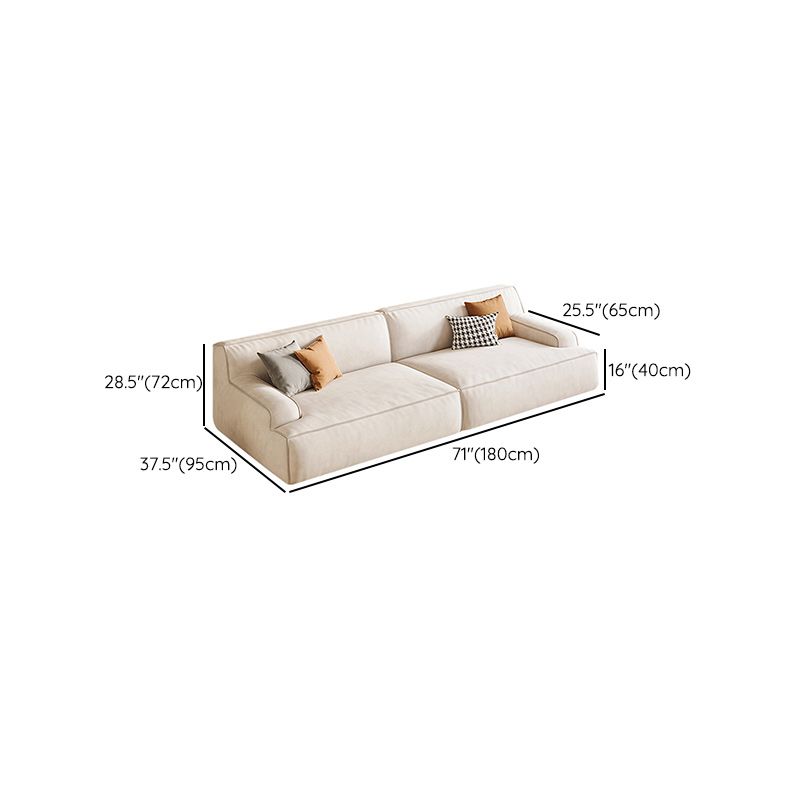 Beige Recessed Arm Sofa Tight Back Standard Sofa for Living Room