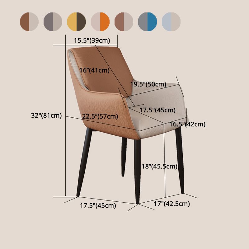 Silla de comedor tapizada con respaldo sólido de metal con brazo para el hogar escandinavo