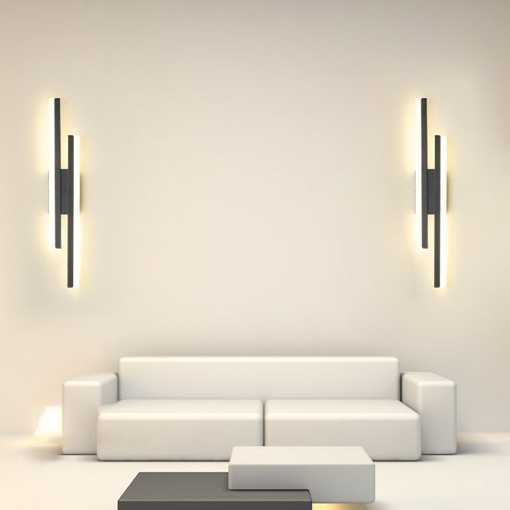 2 luces Luz de pared Acrílico Minimalista LED Pared Spl Donce en negro para sala de estar