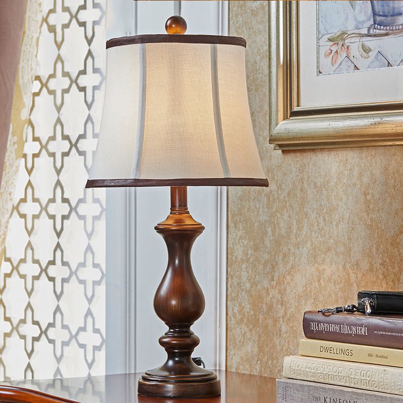 1 Light Wood Task Lighting Antique Style Brown Urn Shape Study Room Night Table Lamp