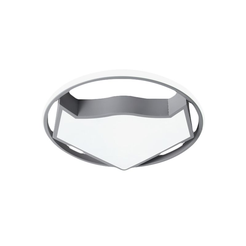 Cartoon Cat Light Fixture Fixture Acrylique Led Kids Bedroom Flush Mounted Lighting in Black / Gray