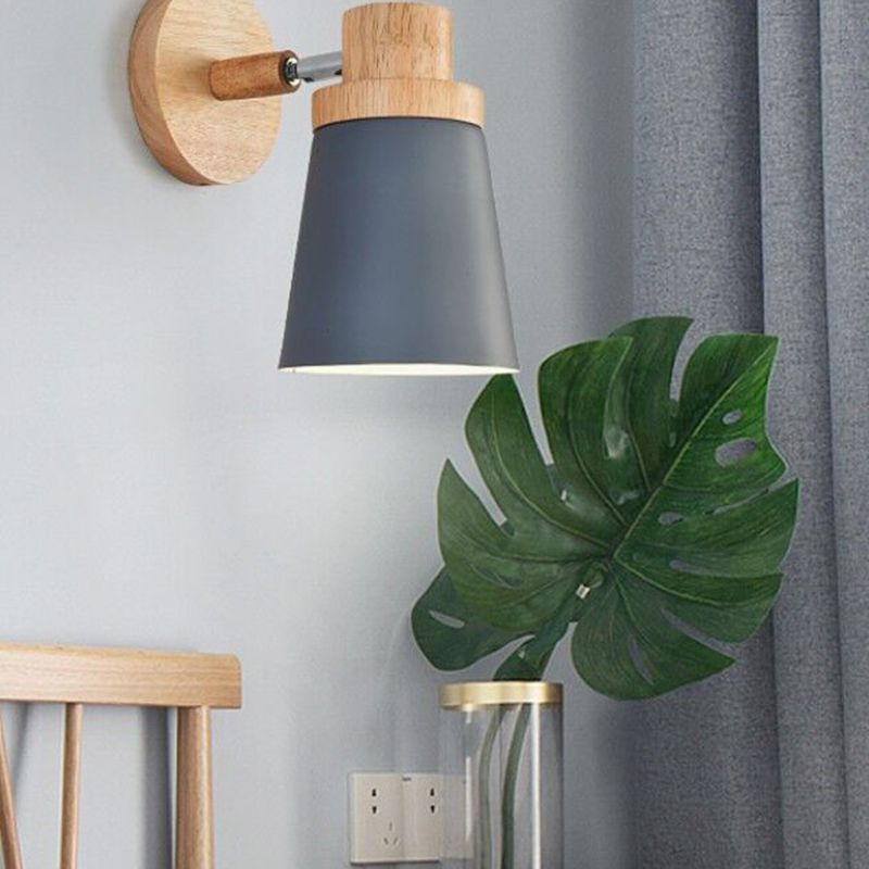 Nordic Style Holzwandlicht farbenfrohe einfache Wandleuchten für Schlafzimmer