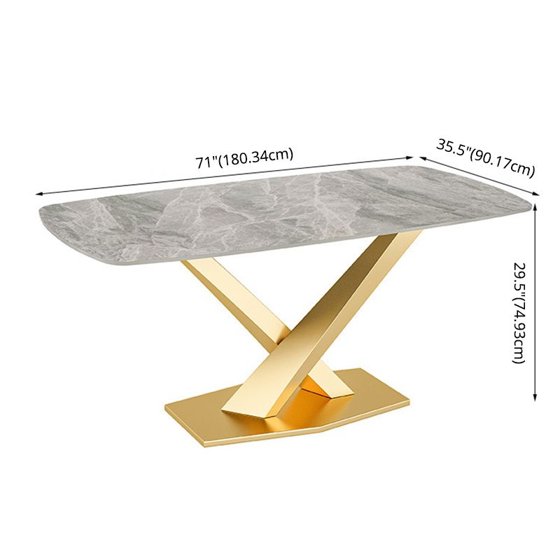 Modern Style Sintered Stone Kitchen Set with Table and Upholstered Chairs