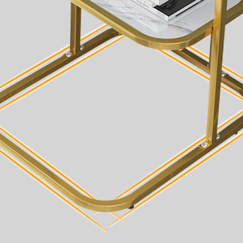 Glam Black/White Wood Side Table Stainless Steel Frame End Table