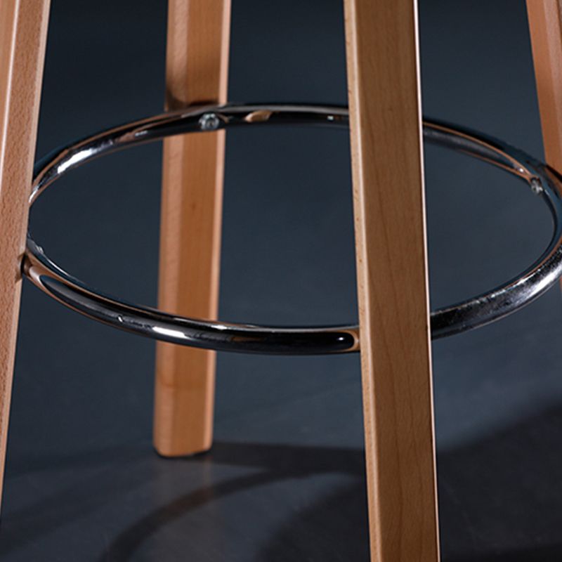 Modern Wooden Bar Stool 38" Height Backrest Armless Counter Stool with Plastic Cushion