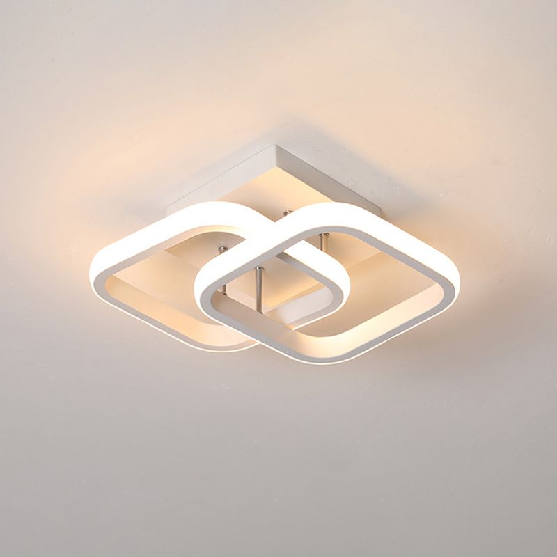 Lámpara de techo pequeña redonda/cuadrada/luna, iluminación LED de montaje semiempotrado de metal moderno en blanco y negro para pasillo