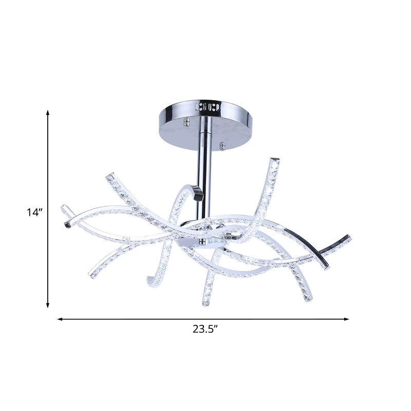 Zwischencross -Streifen Kristall Kronleuchter zeitgenössisches Schlafzimmer LED -Pendellicht in Chrom