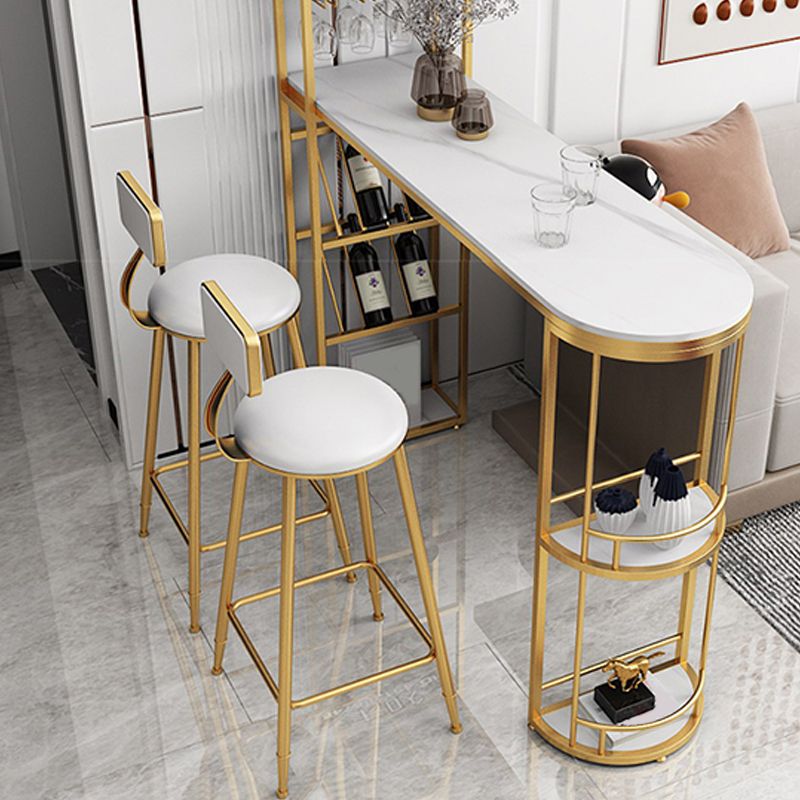 Low Back Faux Leather Dining Stools Armless Bar Stools with Metal Base