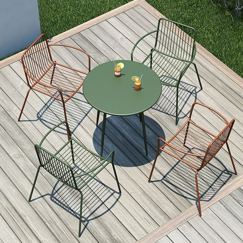Modern Bistro Dining Table Set 1/3 Pcs Outdoor Round Metal Dining Table and Chairs