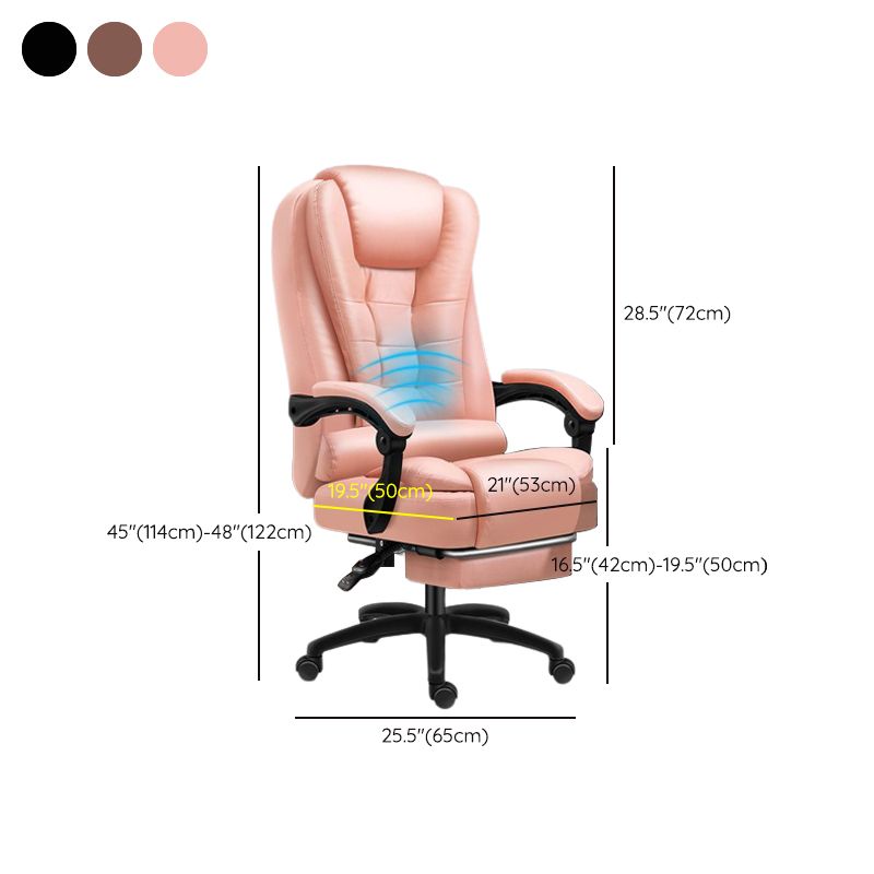 Padded Arms Chair Modern No Distressing Leather Ergonomic Desk Chair with Wheels