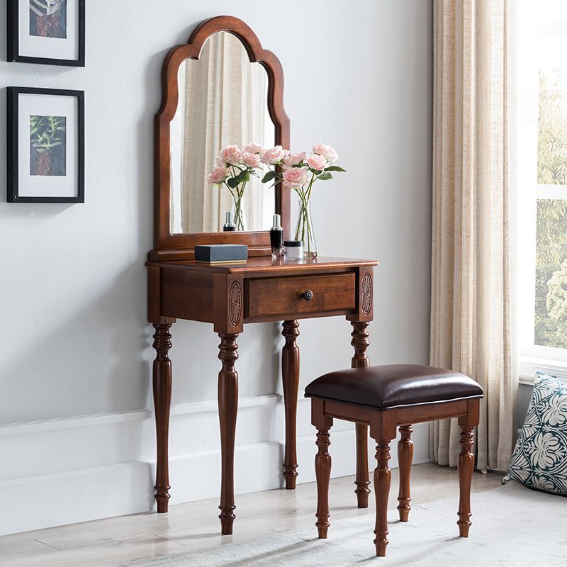 15.74" Wide Rubberwood Vanity Set with Mirror Traditions Dresser with 1-Drawer