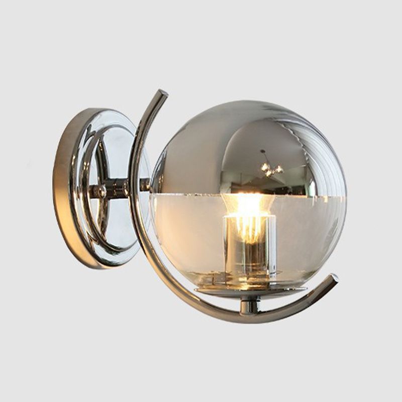 Single Modern Silver Wall Mounted Sconce Glass Wall Light for Living Room
