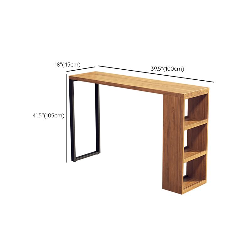 Solid Wood Bar Stool Table Industrial Style Bar Dining Table with Storage