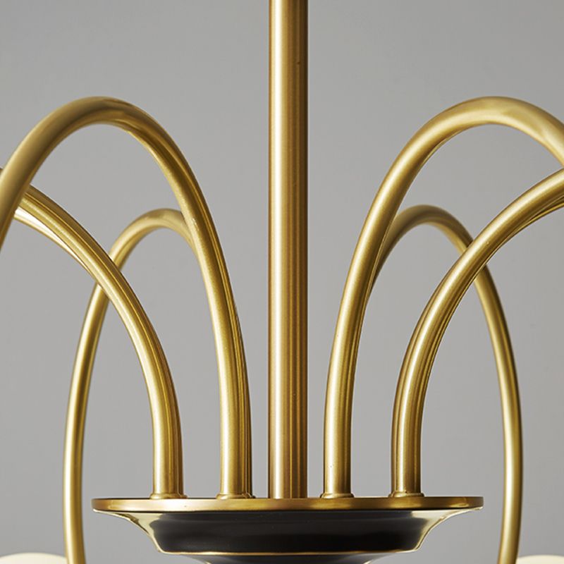 Modern Style Gold Chandelier Light Fixture Globe Shape Glass Hanging Light