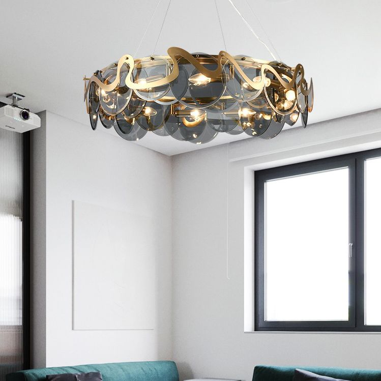Metal Hanging Pendant Lights Contemporary Circle Hanging Lamps for Living Room