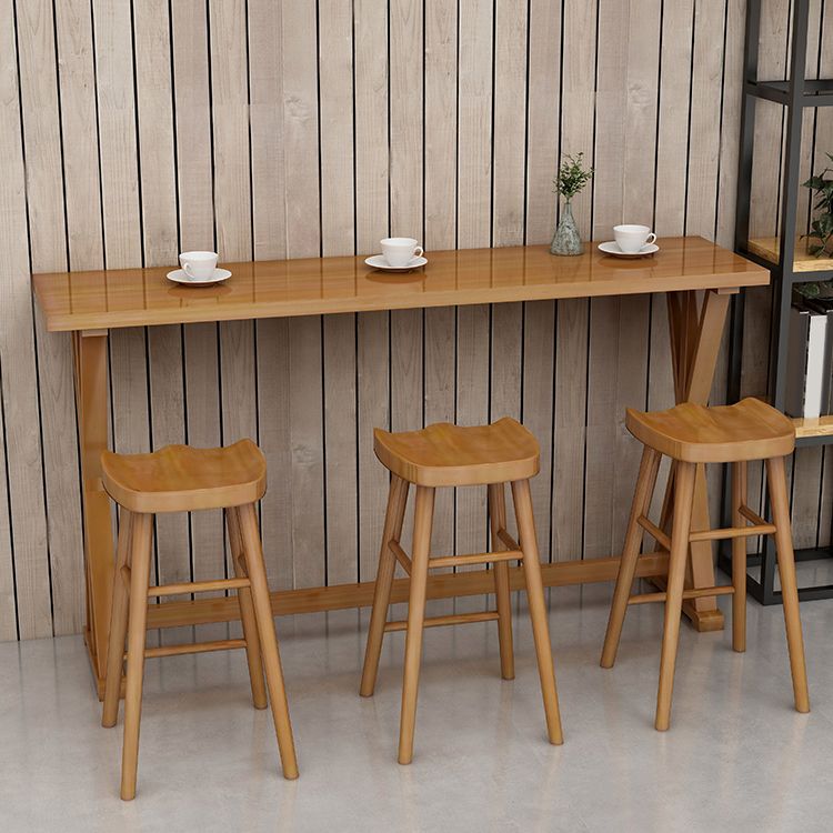 Modern Rectangle Bar Table Set 1/2/4/7 Pcs Solid Wood Bar Table and Backless Stools