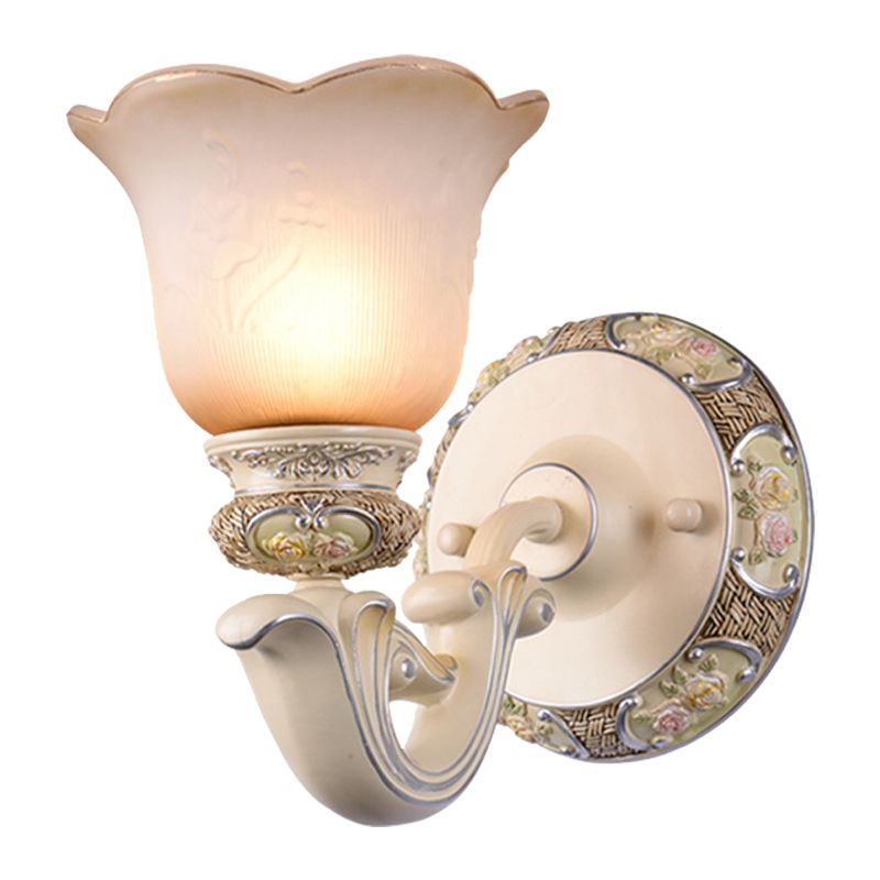 1 hoofdbloemmuurlicht traditionele roze opaline glazen wand gemonteerde lamp voor salon