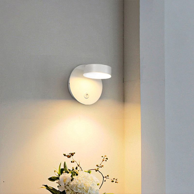 Single Contemporary White/Black Wall Mounted Sconce Metal Wall Light for Foyer