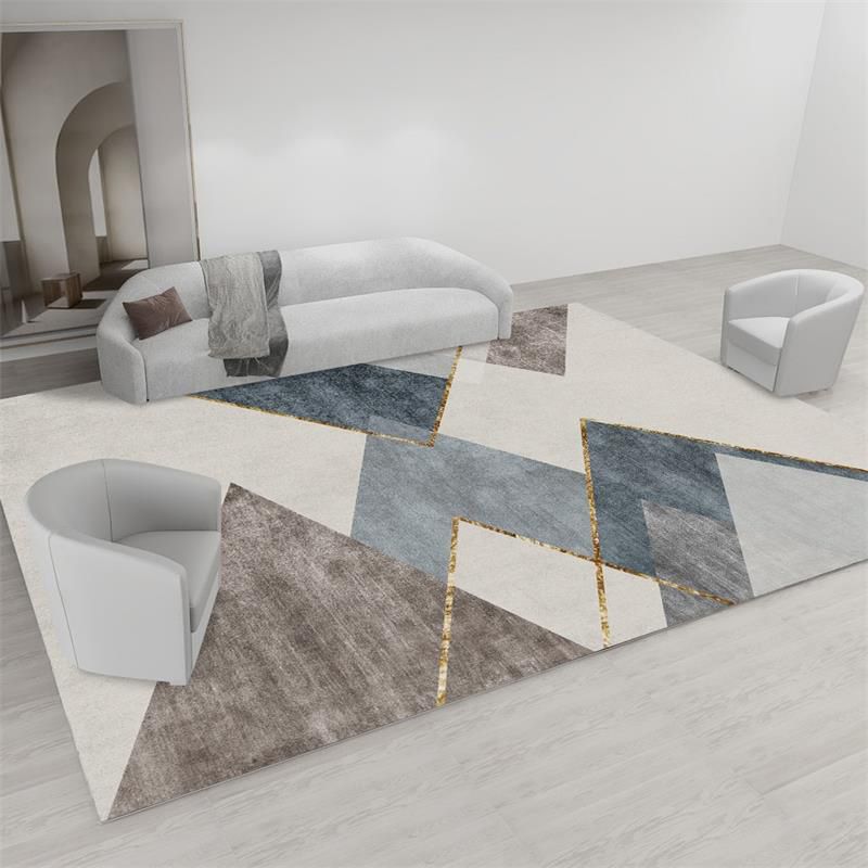 Minimalist Indoor Rug Geometry Pattern Modern Rug Polyester Anti-slip Area Rug for Living Room
