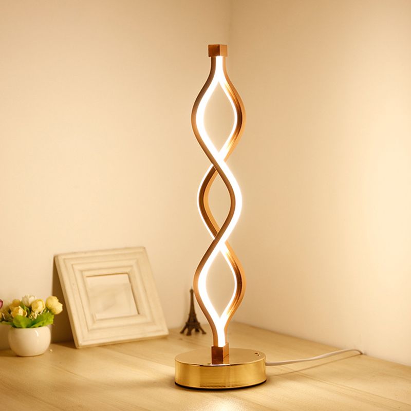 Modern Style Desk Lighting Fixture Linear Twisted LED Desk Lamp for Bedroom