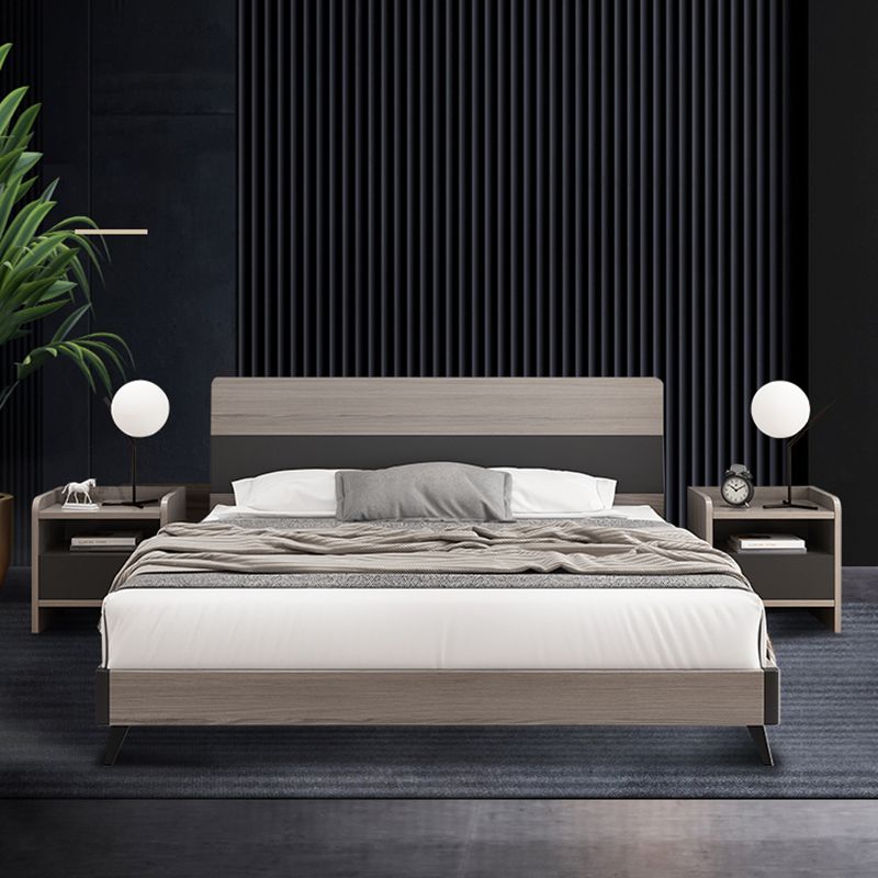 Modern Grey Standard Bed with Rectangular Headboard and Legs