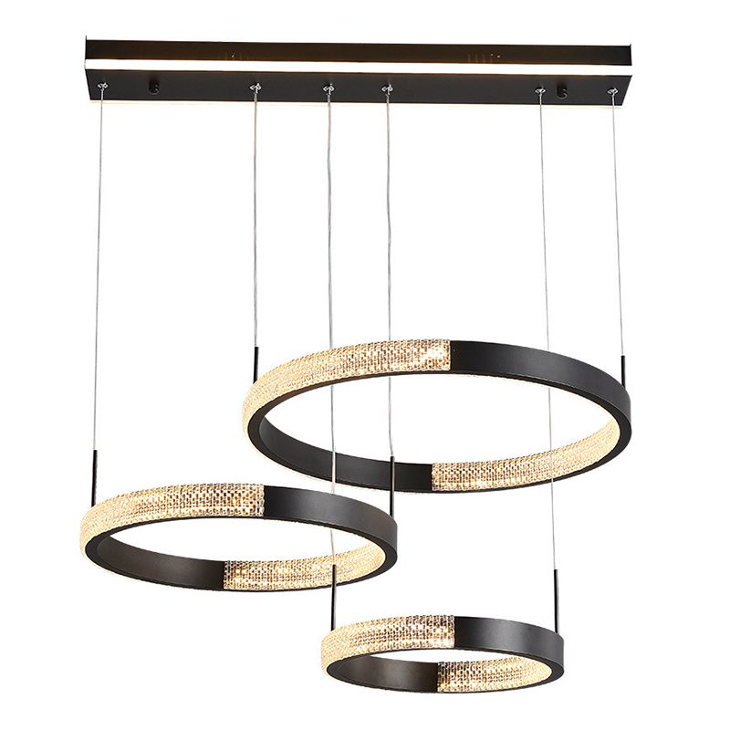 Acrylic 3-Lights Pendant Lighting Fixtures Modern Style Geometric Chandelier Lights