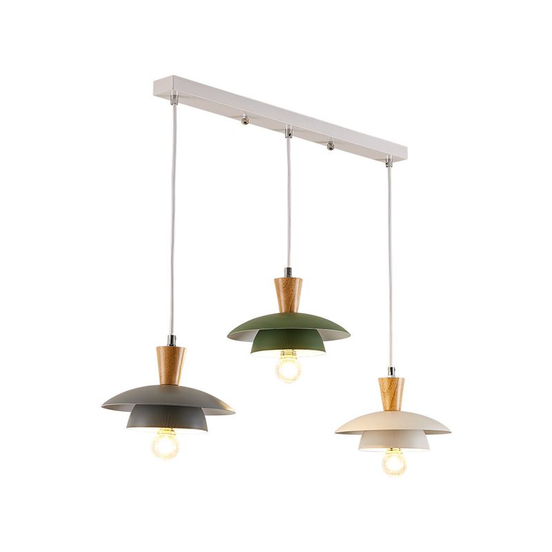 Saucer Pendant Lamp Wooden Nordic Hanging Light Fixture for Dining Room