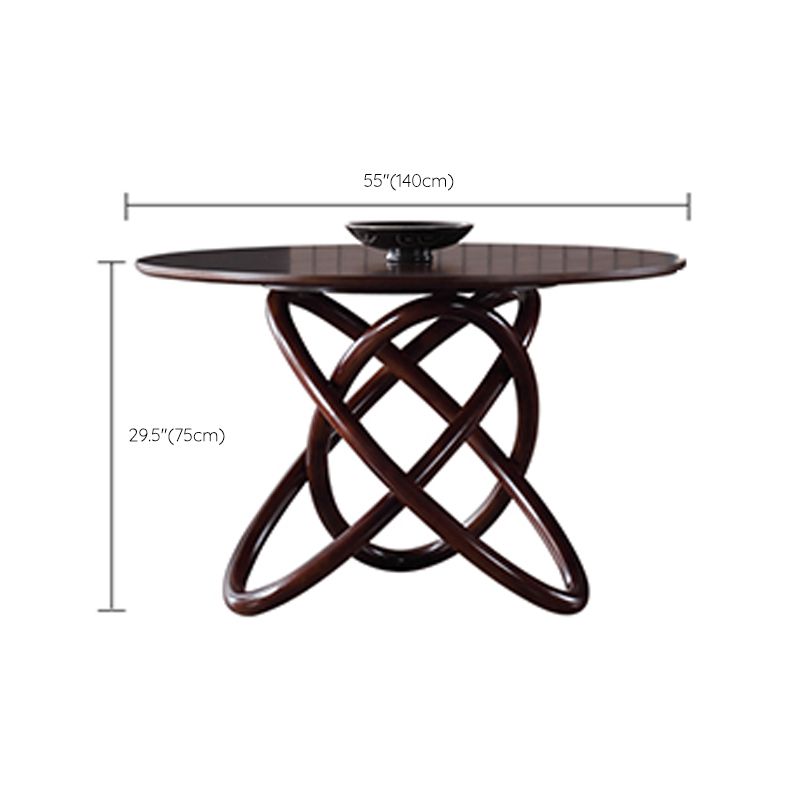 Contemporary Solid Wood Dining Table Round Pedestal Base Dining Table for Home
