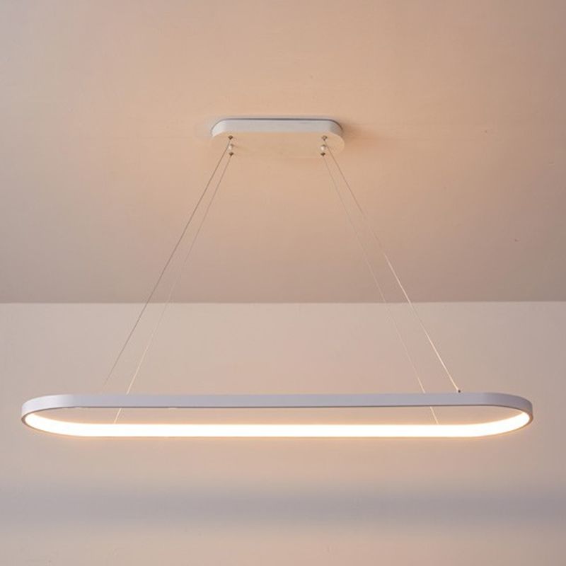 Modern sala da pranzo illuminazione ovale con soffitto a sospensione di metallo lampadario