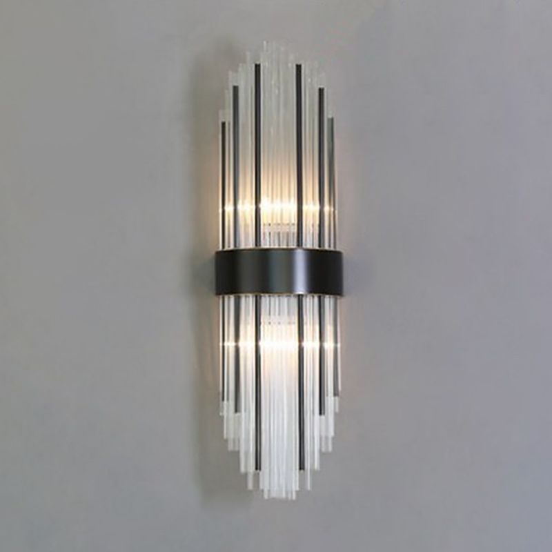 Sconce da muro scintillanti a 2 luci in moderna lampada a parete di rame in stile lusso con tonalità di cristallo