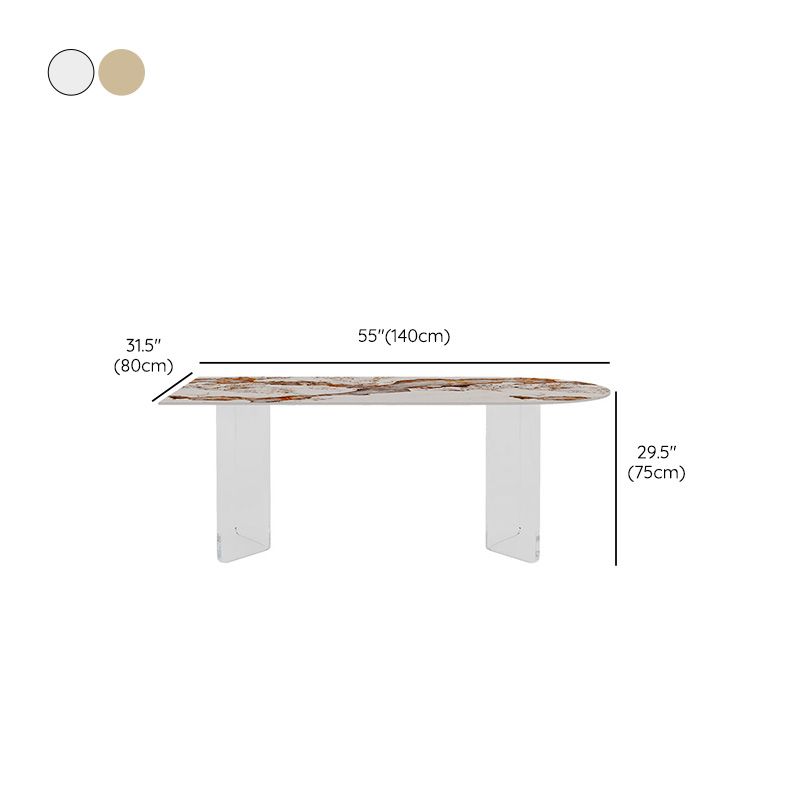 Modern Dining Table Sintered Stone Table with Acrylic Legs for Home Use