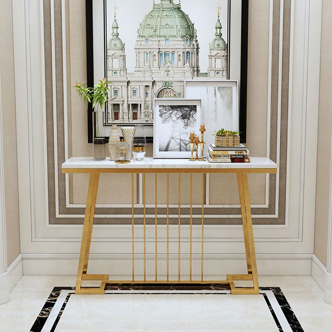 Contemporary Console Accent Table Rectangle Console Sofa Table in Marble