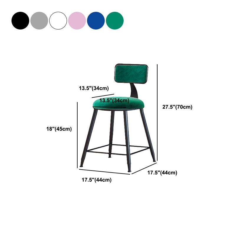 Modern Armless Backrest Counter Stool Iron Dining Room Bar Stool with Cushion