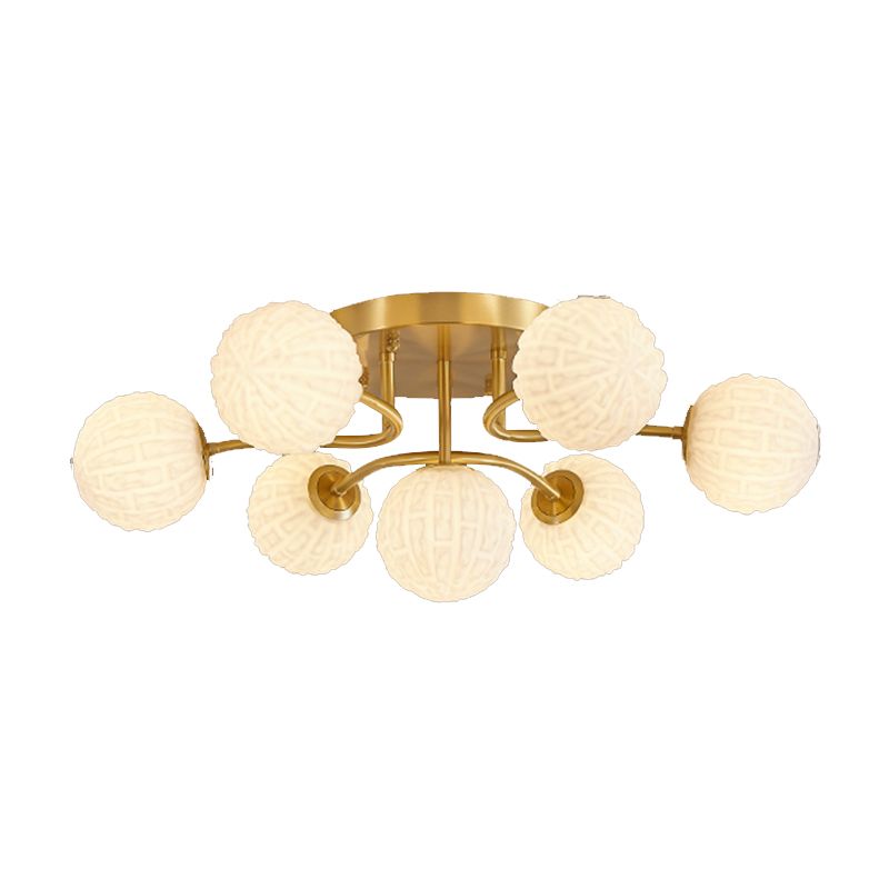 Ball Shape Glass Flush Light Modern Style Multi Lights Flush Mount Fixture