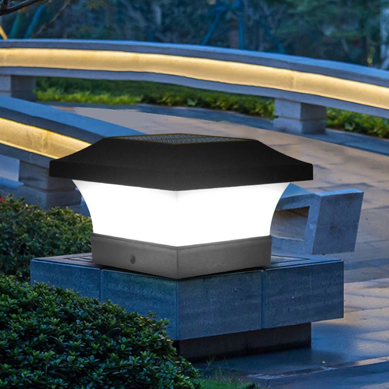 Black Contemporary Metal Pillar Lamp Square Shape Outdoor Waterproof Light
